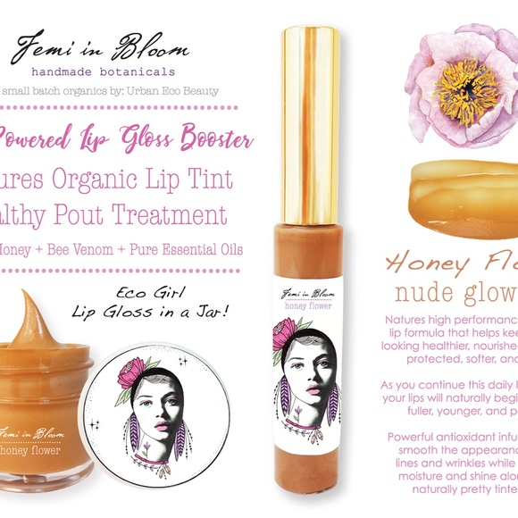 Natural Honey Nude Glow Organic Lip Gloss Plumper Treatment - Picture 5 of 14